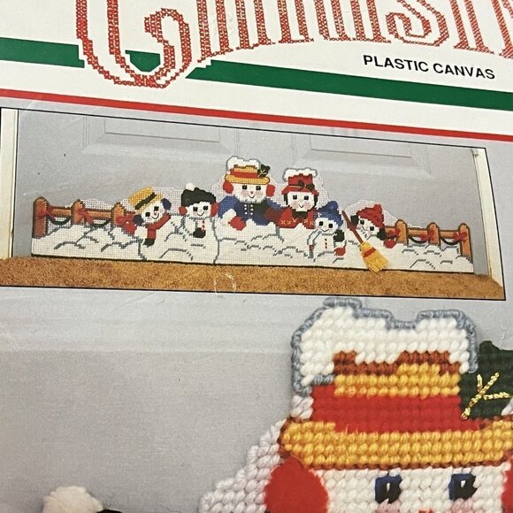 NEW Vintage Bucilla Christmas Kit Snow Family Draftstop Plastic Canvas  61113 - Picture 4 of 7